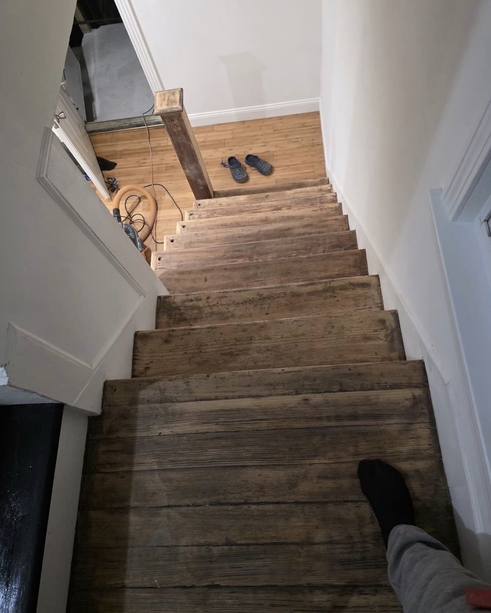 Staircase refinish – before