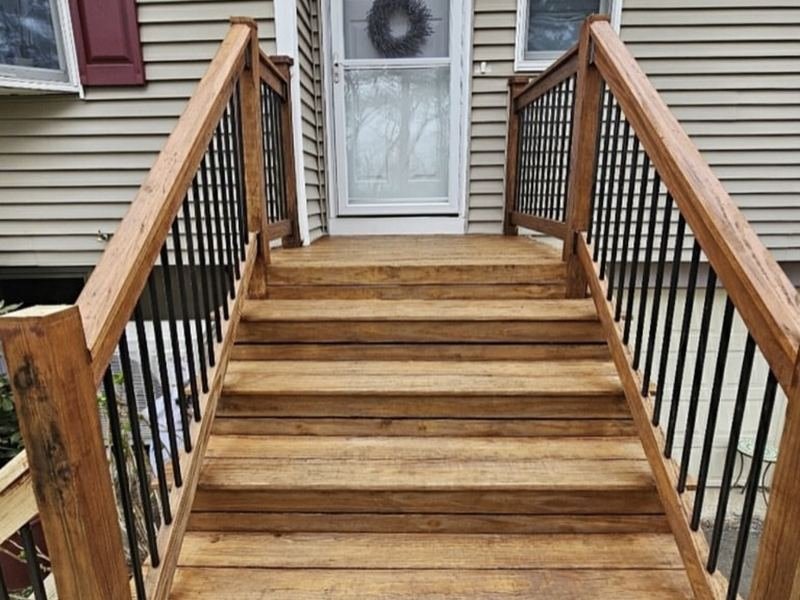 Restored and stained deck stairs