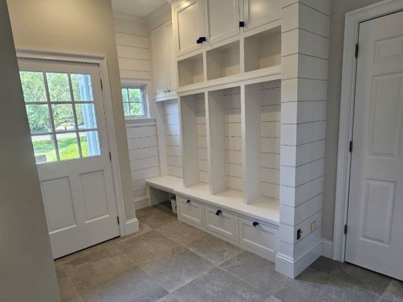 Mudroom built-ins and shiplap walls